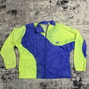 Vintage Neon/Blue Colorblock Nike Windbreaker Jacket Sz M Swoosh Streetwear